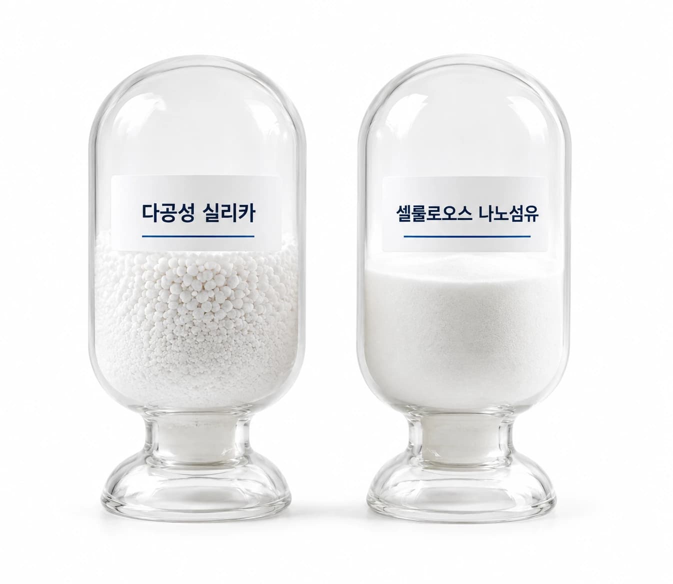 다공성 실리카와 셀룰로오스 나노섬유 비교